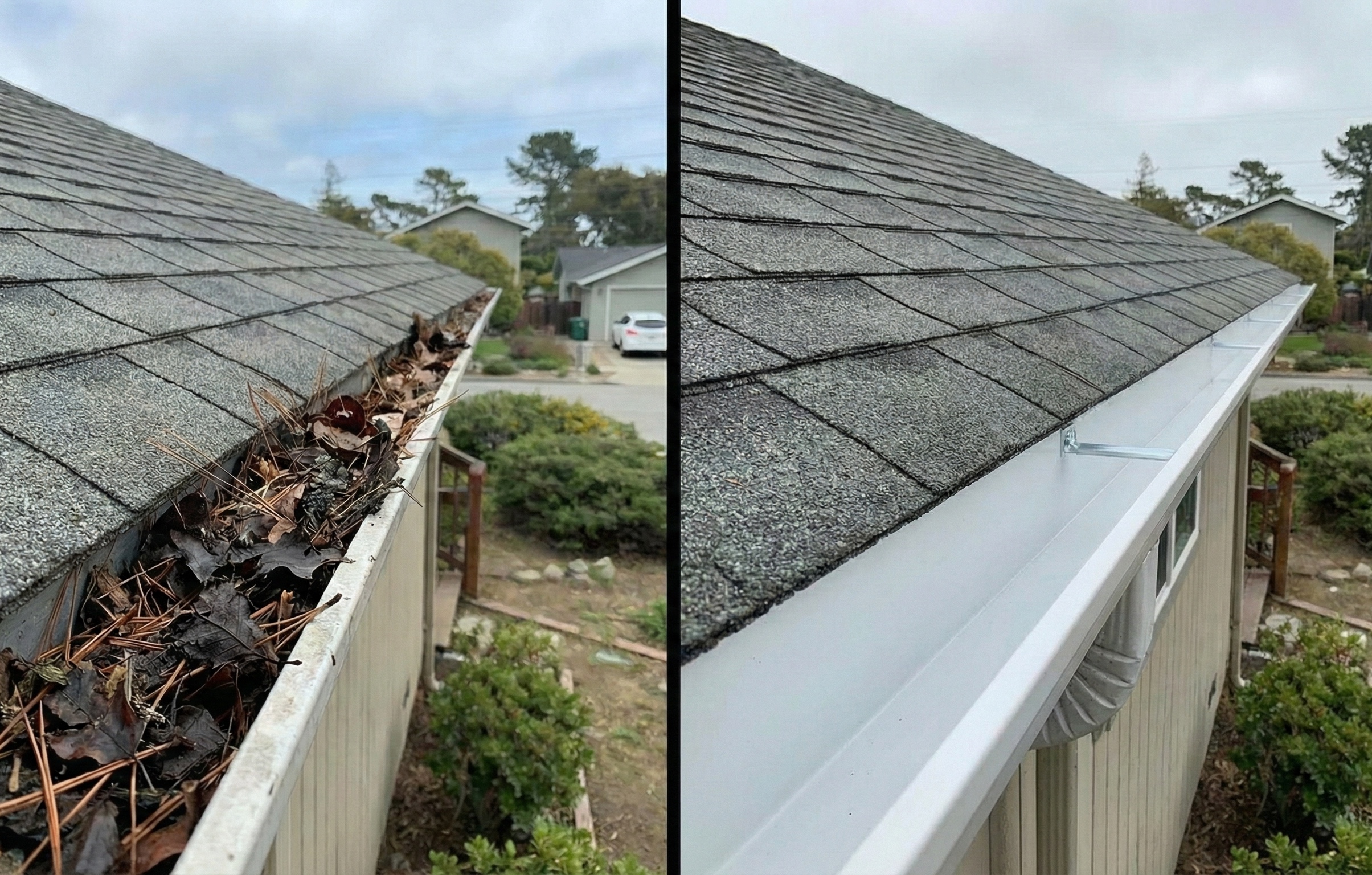 Professional gutter cleaning service in Santa Cruz - debris removal from gutters